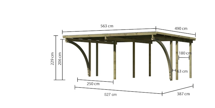 Karibu Carport Doppelcarport Eco 1/2 inkl. gratis H-Pfostenanker Bild