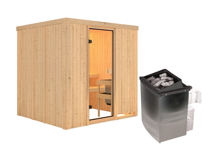Karibu Woodfeeling Sauna Tromsö - 68 mm Aktionssauna