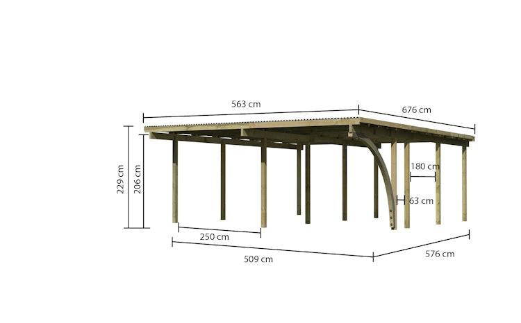 Karibu Carport Doppelcarport Eco 1/2 inkl. gratis H-Pfostenanker Bild