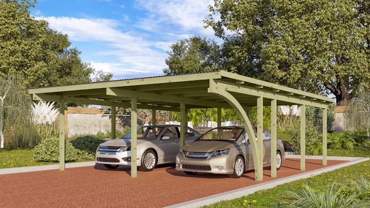 Karibu Carport Doppelcarport Eco 1/2 inkl. gratis H-Pfostenanker Bild