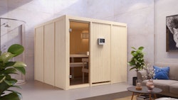 Karibu Woodfeeling Sauna Arvika - 68 mm Aktionssauna inkl. 9-teiligem gratis Zubehörpaket