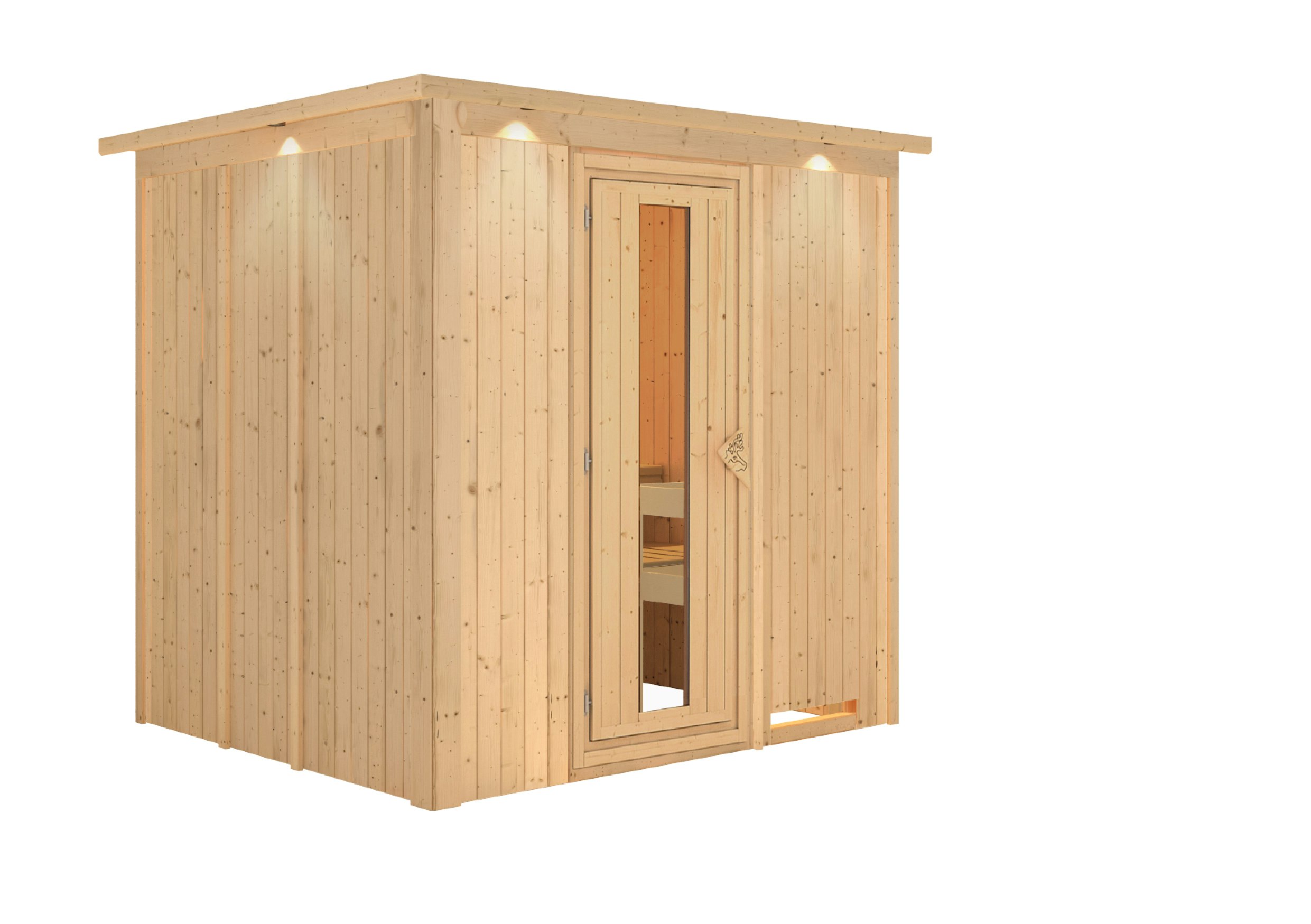 Karibu Energiespar-Sauna Eupin mit Fronteinstieg 68 mm inkl. 9-teiligem gratis Zubehörpaket