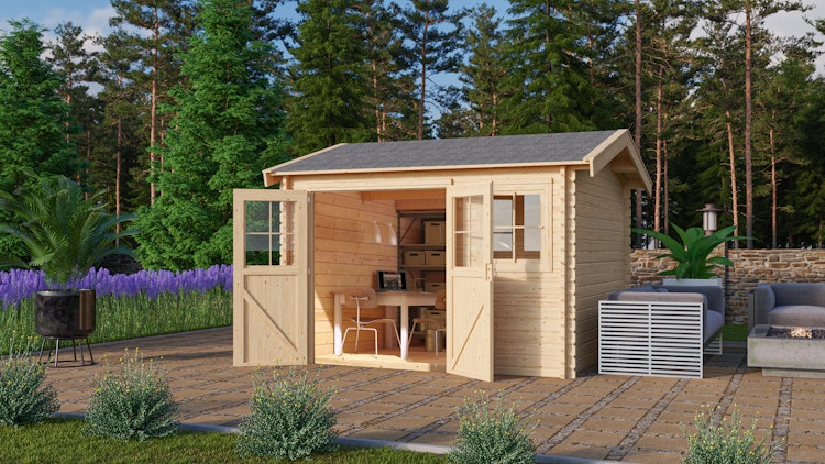 Karibu Woodfeeling Gartenhaus Felsenau 3/4/5 - 38 mm inkl. gratis Innenraum-Pflegebox im Wert von 99€ Bild