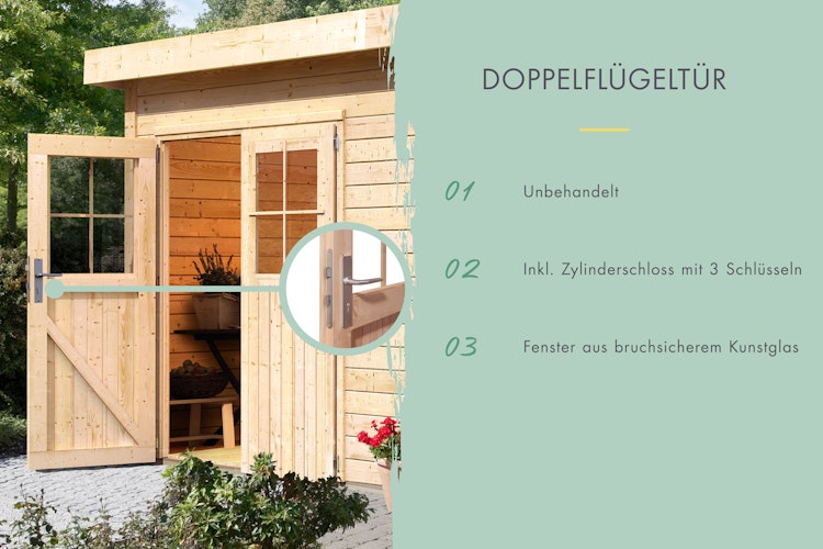 Karibu Woodfeeling Gartenhaus Felsenau 3/4/5 - 38 mm inkl. gratis Innenraum-Pflegebox im Wert von 99€ Bild