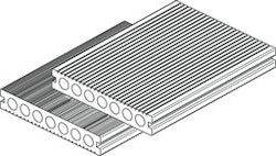Handmuster OSMO MULTI-DECK Terrassendiele Hohlkammer grau 25 x 150 mm gebürstet/geriffelt