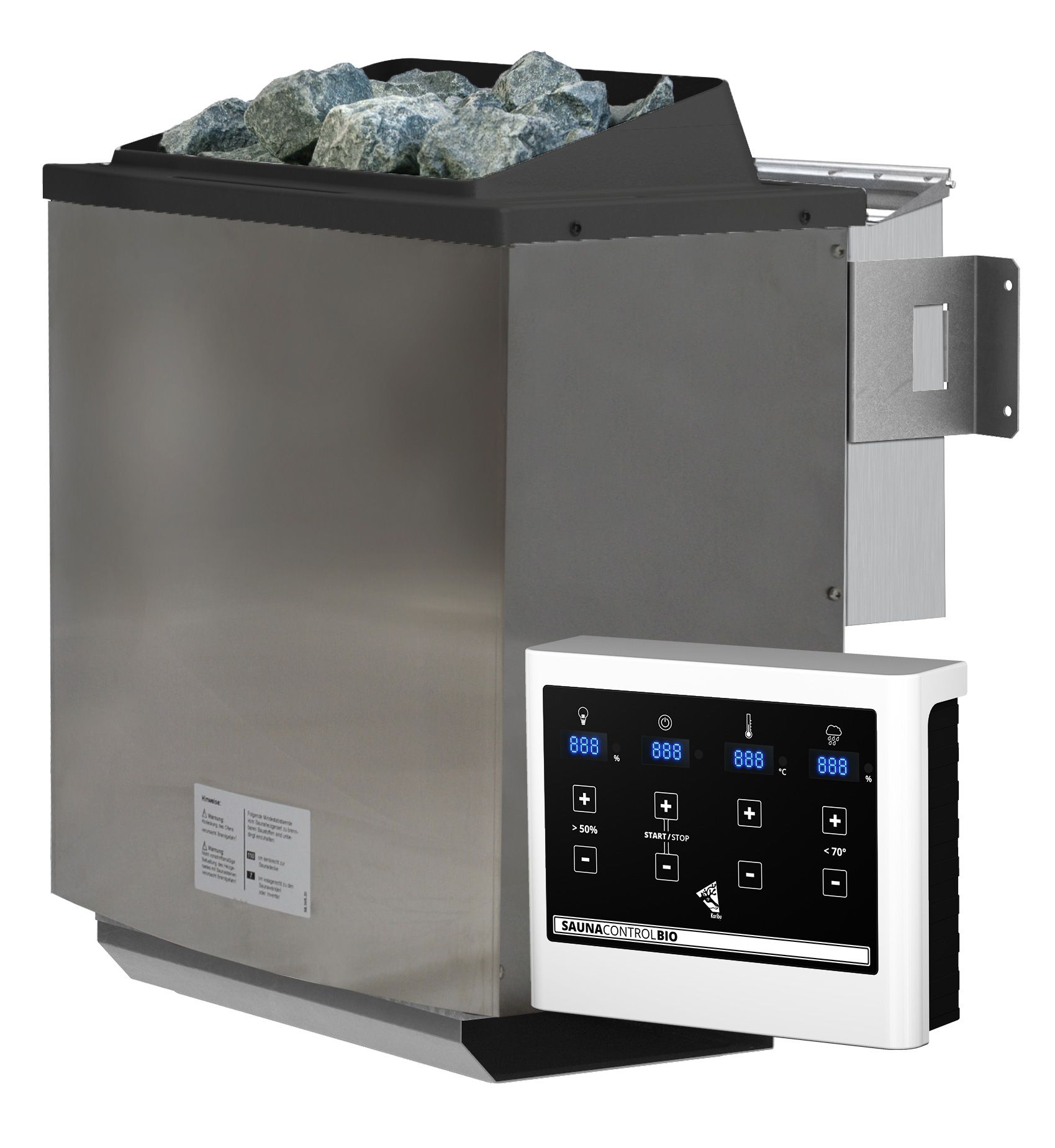Vorschaubild Galerie Karibu 4,5 kW Bio-Kombiofen Saunaofen anthrazit inkl. Steuergerät EASY weiß - Sparset