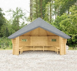 Wolff Finnhaus Wetterschutzhütte / Grillhütte inkl. gratis Fundamentanker/Pads