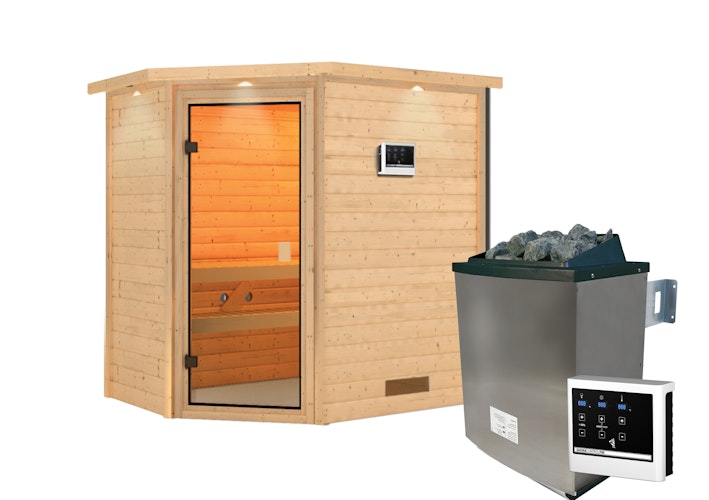 Karibu Woodfeeling Sauna Jella - 38 mm Massivholz Aktionssauna