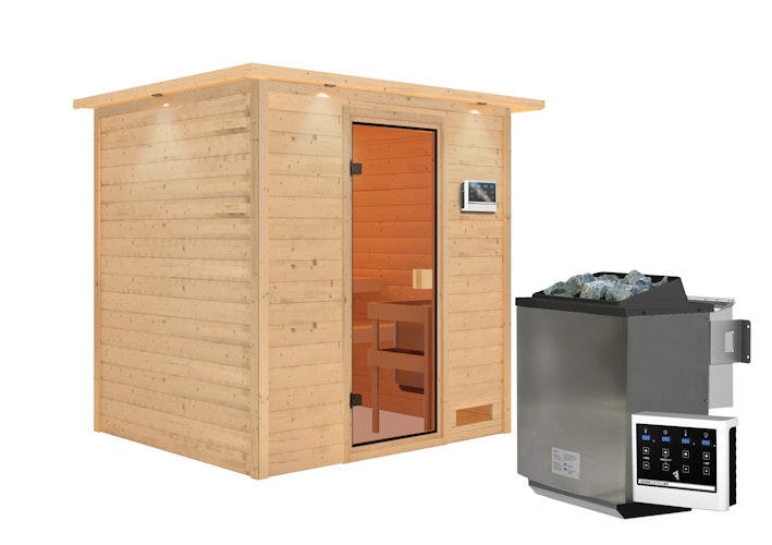 Karibu Woodfeeling Sauna Adelina - 38 mm Massivholz Aktionssauna