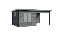 Wolff Finnhaus WPC Gartenhaus Trend D+ mit Lounge-Anbau - 28 mm Ohne Fußboden