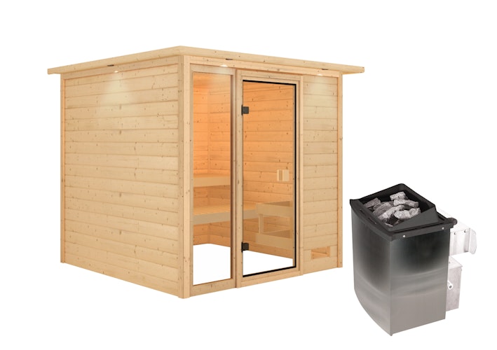 Karibu Woodfeeling Sauna Jutta - 38 mm Massivholz Aktionssauna