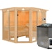 Karibu Sauna Ainur 3 Superior mit Eckeinstieg 68 mm Sparset inkl. 9-teiligem gratis Zubehörpaket