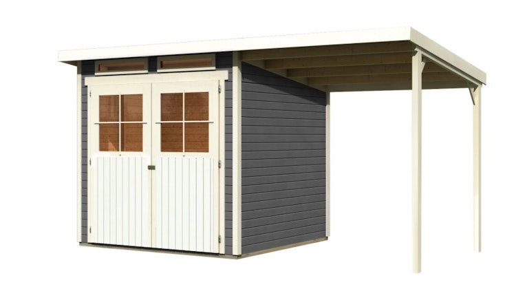 Karibu Eco Gartenhaus Grebenau / Glücksburg 2/3/4 mit 190 cm Schleppdach