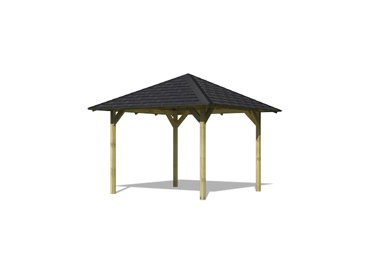 Karibu 4-Eck Pavillon Sevilla kesseldruckimprägniert Sparset inkl. Dachschindeln