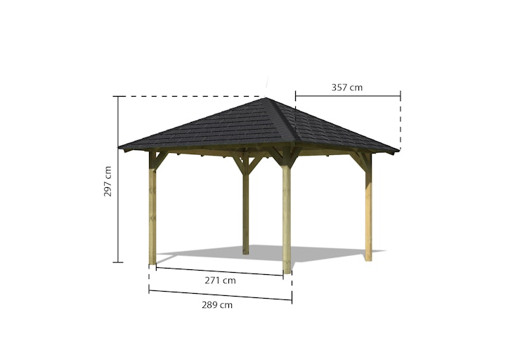 Karibu 4-Eck Pavillon Cordoba kesseldruckimprägniert Sparset inkl. Dachschindeln Bild