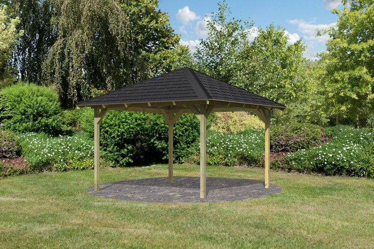 Karibu 4-Eck Pavillon Granada kesseldruckimprägniert Sparset inkl. Dachschindeln