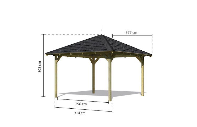 Karibu 4-Eck Pavillon Granada kesseldruckimprägniert Sparset inkl. Dachschindeln