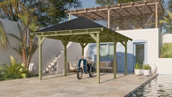 Karibu 4-Eck Pavillon Perida kesseldruckimprägniert Sparset inkl. Dachschindeln