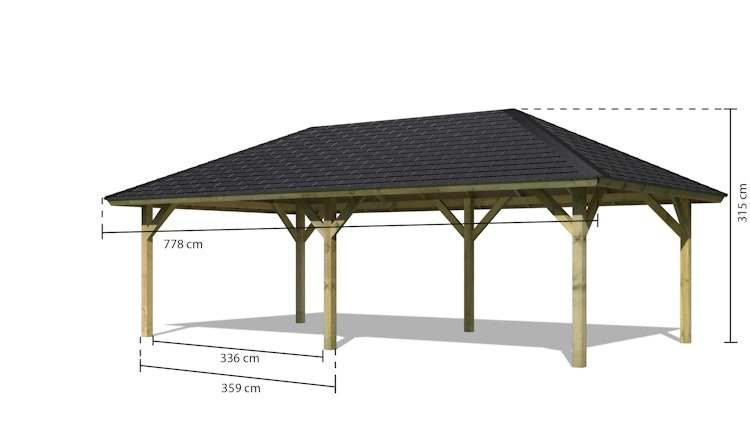 Karibu 4-Eck Pavillon Holm 1/2 kesseldruckimprägniert Sparset inkl. Dachschindeln Bild