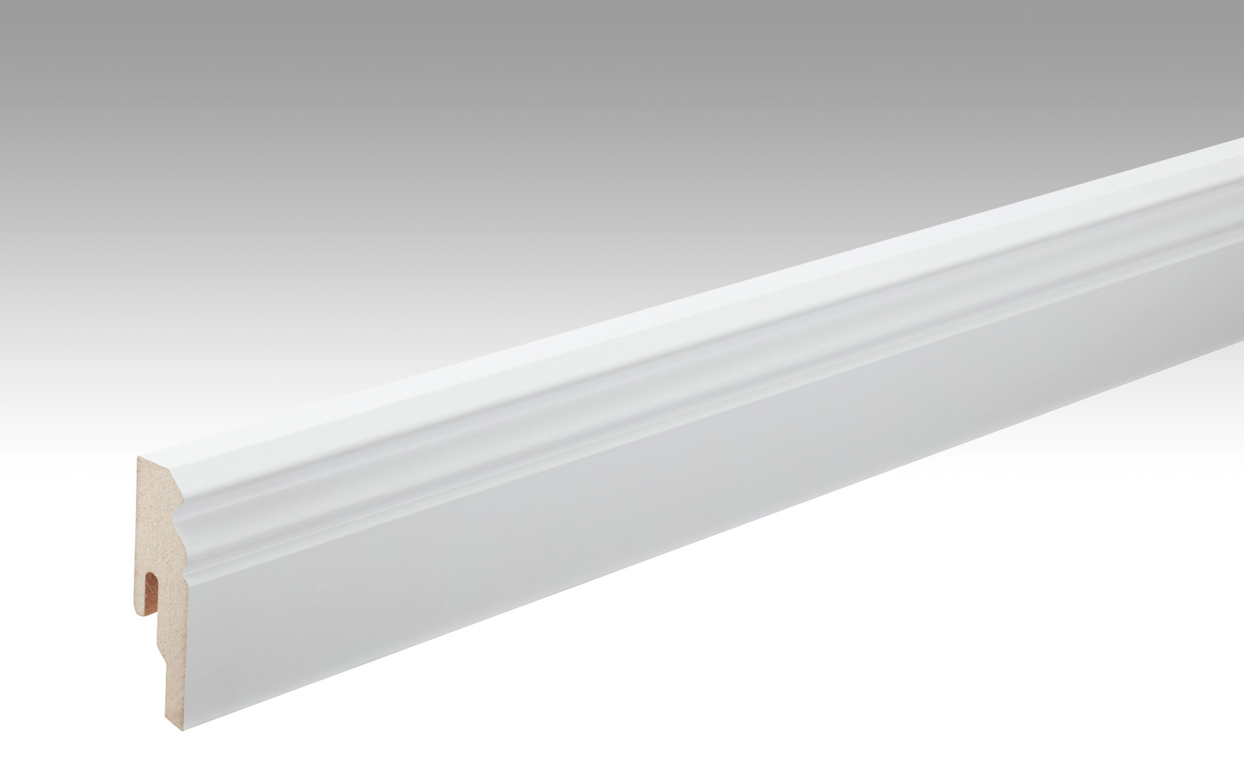 Vorschaubild Galerie MeisterWerke MEISTER Fussleiste Profil 10 PK Uni weiß glänzend DF 324 - 2380 mm