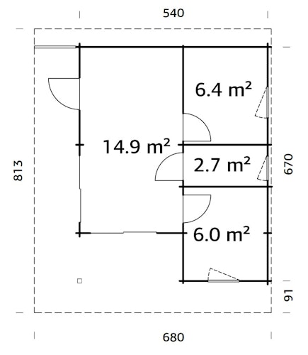 Palmako Ferienhaus Cecilia 30,0 m² Slide Plus - 70 mm