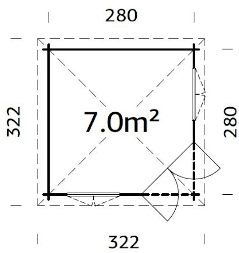 Palmako Pavillon Melanie 7 m² Low - 28 mm