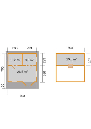 Weekendhaus 703 mit Schlafboden - 70 mm Bild