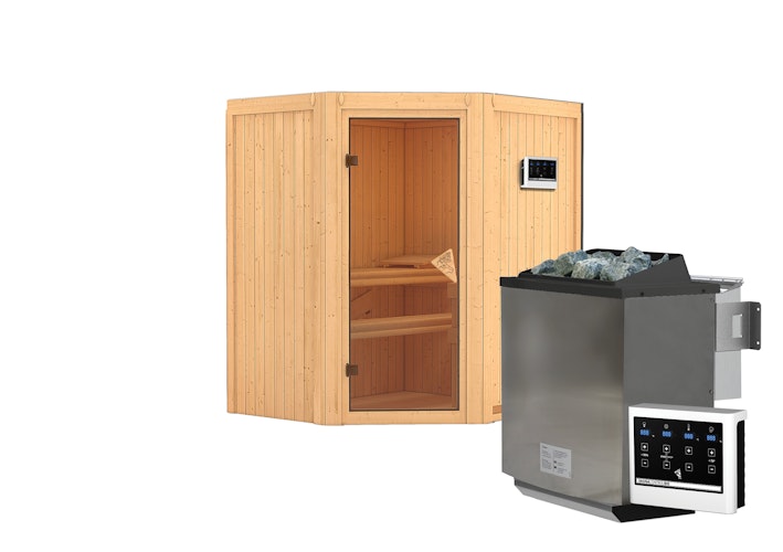 Karibu Sauna Taurin mit Eckeinstieg 68 mm