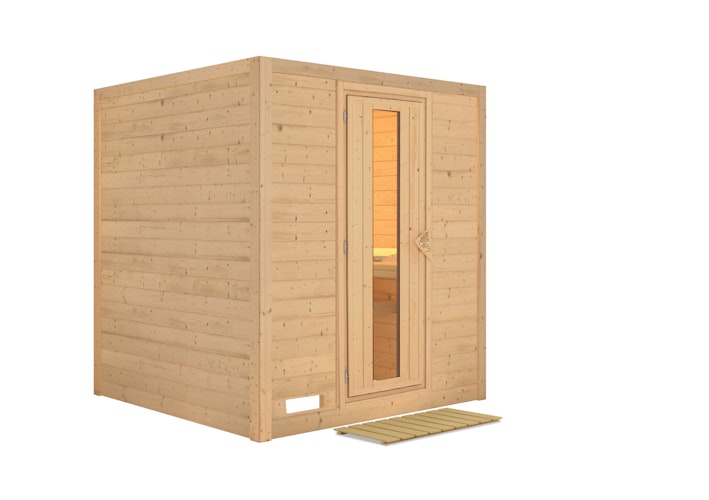 Karibu Sauna Mojave - Massivholzsauna mit Fronteinstieg 38 mm