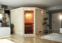 Karibu Woodfeeling Sauna Leona - 38 mm Massivholz inkl. 9-teiligem gratis Zubehörpaket