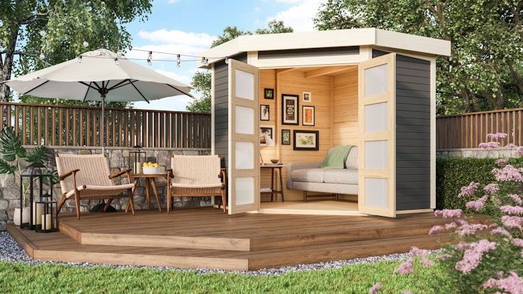 Karibu Gartenhaus Gerätehaus Goldendorf 3/5 - 19 mm inkl. gratis Innenraum-Pflegebox im Wert von 99€ Bild