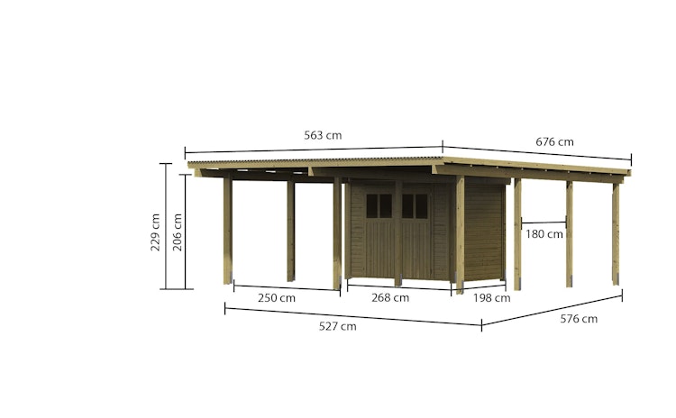 Karibu Doppelcarport Eco 2 mit integriertem Abstellraum klein Bild