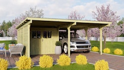 Karibu Doppelcarport Eco 2 mit integriertem Abstellraum mittel