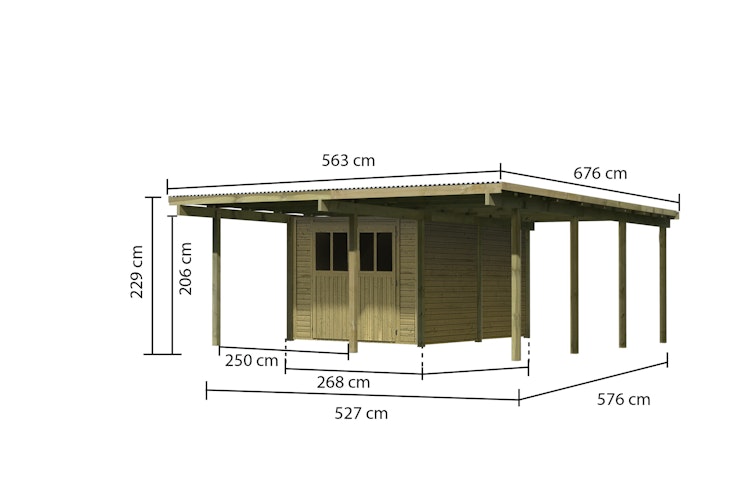 Karibu Doppelcarport Eco 2 mit integriertem Abstellraum mittel