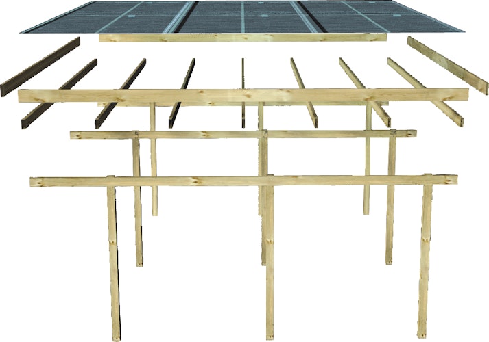 Karibu Doppelcarport Eco 2 mit integriertem Abstellraum mittel