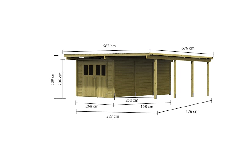 Karibu Doppelcarport Eco 2 mit integriertem Abstellraum groß Bild