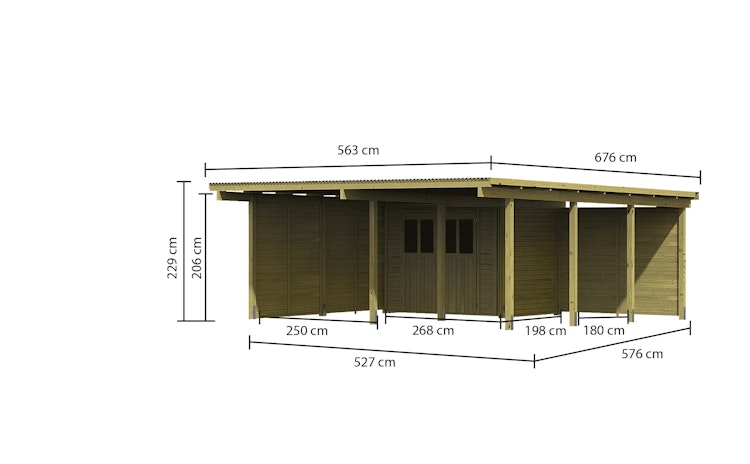 Karibu Doppelcarport Eco 2 mit integriertem Abstellraum klein Bild