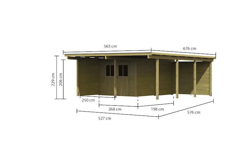 Karibu Doppelcarport Eco 2 mit integriertem Abstellraum mittel