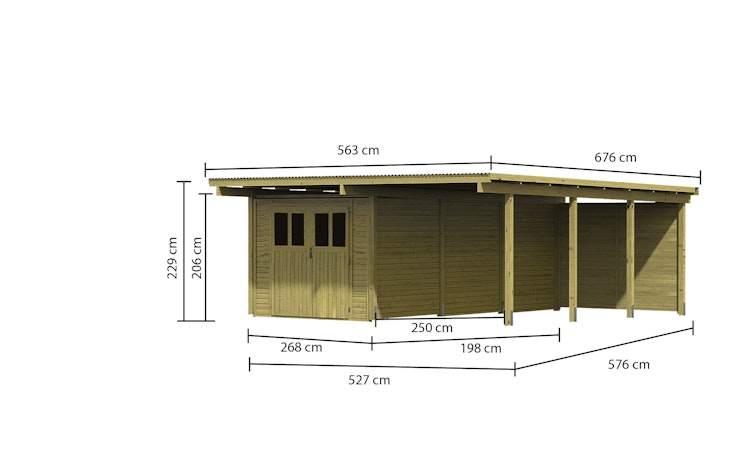 Karibu Doppelcarport Eco 2 mit integriertem Abstellraum groß Bild