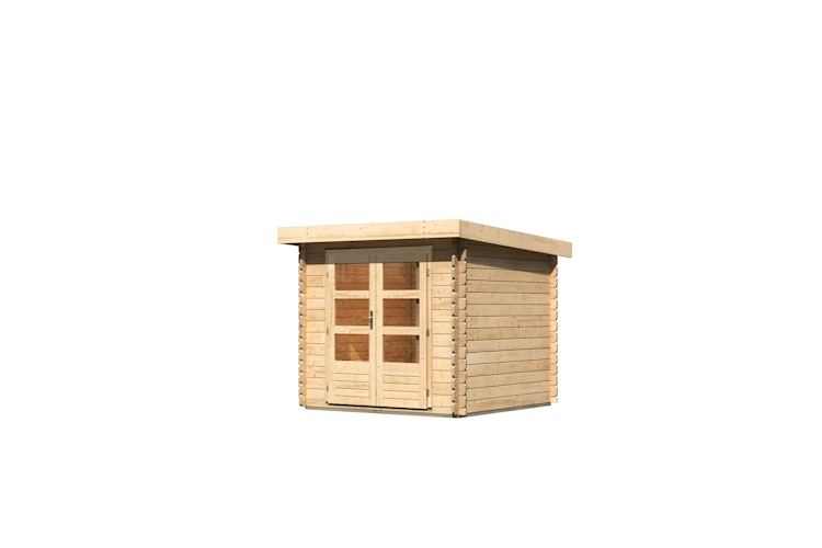 Karibu Woodfeeling Gartenhaus Bastrup 2 naturbelassen - 28 mm inkl. gratis Innenraum-Pflegebox im Wert von 99€