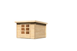 Karibu Gartenhaus Bastrup 5 - 28 mm-297 x 297 cm- naturbelassen 50% Aktions-Rabatt auf Dacheindeckung & gratis Gartenhaus-Pflegebox