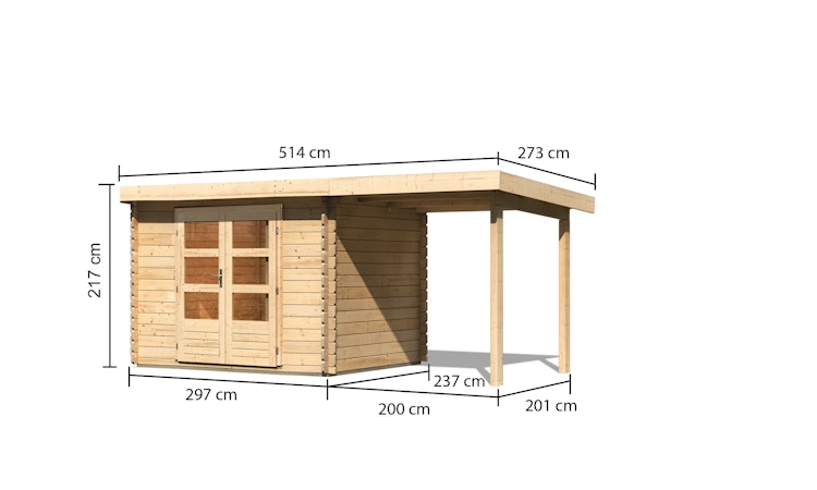 Karibu Woodfeeling Gartenhaus Bastrup 3 naturbelassen - 28 mm inkl. gratis Innenraum-Pflegebox im Wert von 99€ Bild