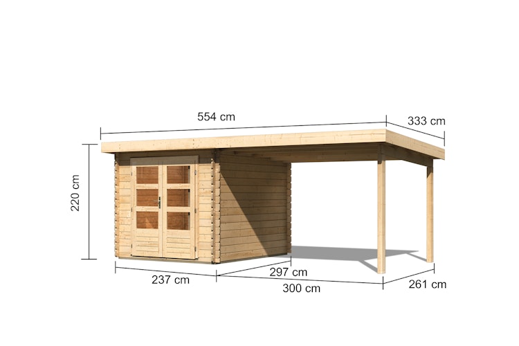 Karibu Woodfeeling Gartenhaus Bastrup 4 naturbelassen - 28 mm inkl. gratis Innenraum-Pflegebox im Wert von 99€ Bild