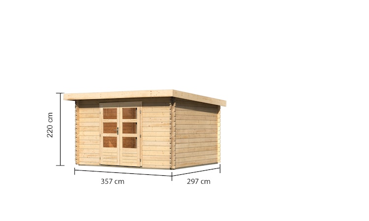 Karibu Woodfeeling Gartenhaus Bastrup 7 naturbelassen - 28 mm inkl. gratis Innenraum-Pflegebox im Wert von 99€ Bild