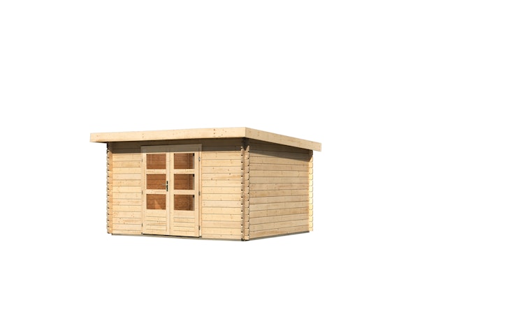 Karibu Woodfeeling Gartenhaus Bastrup 7 naturbelassen - 28 mm inkl. gratis Innenraum-Pflegebox im Wert von 99€ Bild