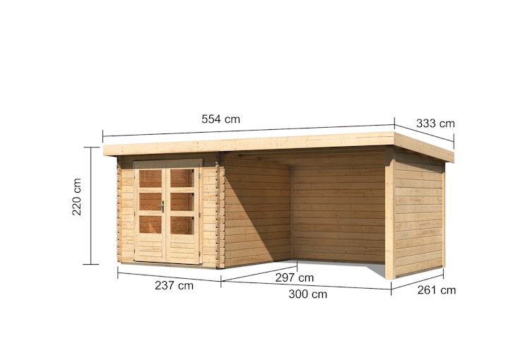 Karibu Woodfeeling Gartenhaus Bastrup 4 naturbelassen - 28 mm inkl. gratis Innenraum-Pflegebox im Wert von 99€ Bild