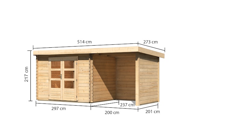 Karibu Woodfeeling Gartenhaus Bastrup 3 naturbelassen - 28 mm inkl. gratis Innenraum-Pflegebox im Wert von 99€ Bild