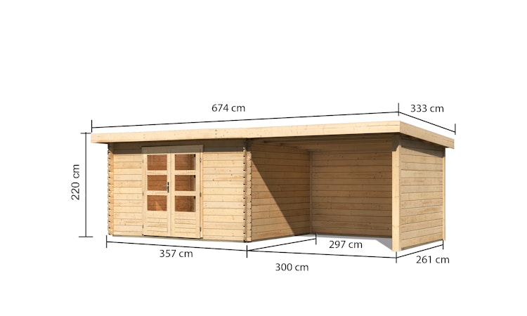 Karibu Woodfeeling Gartenhaus Bastrup 7 naturbelassen - 28 mm inkl. gratis Innenraum-Pflegebox im Wert von 99€ Bild