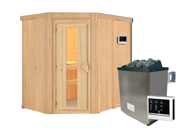 Karibu Sauna Carin mit Eckeinstieg 68 mm