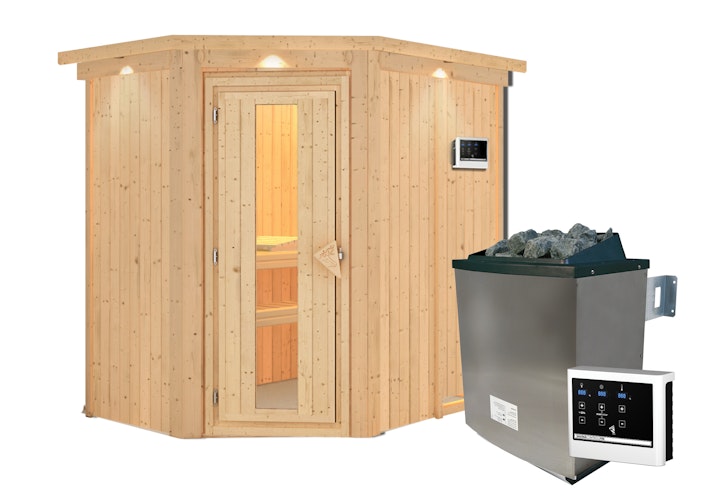 Karibu Sauna Carin mit Eckeinstieg 68 mm